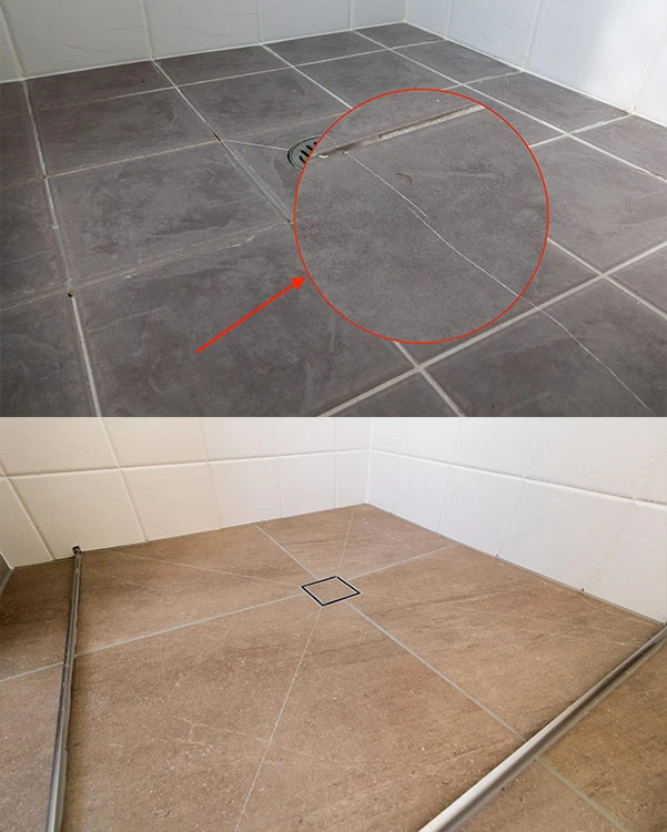 before and after shower tile replacement from Shower Dr
